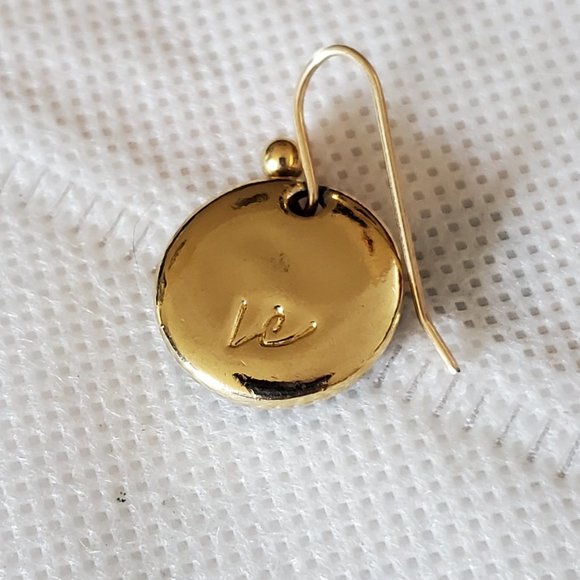 Lauren Conrad Gold Tone hook Black Enamel Dangle Earrings Classic Fashion Design - Picture 2 of 3